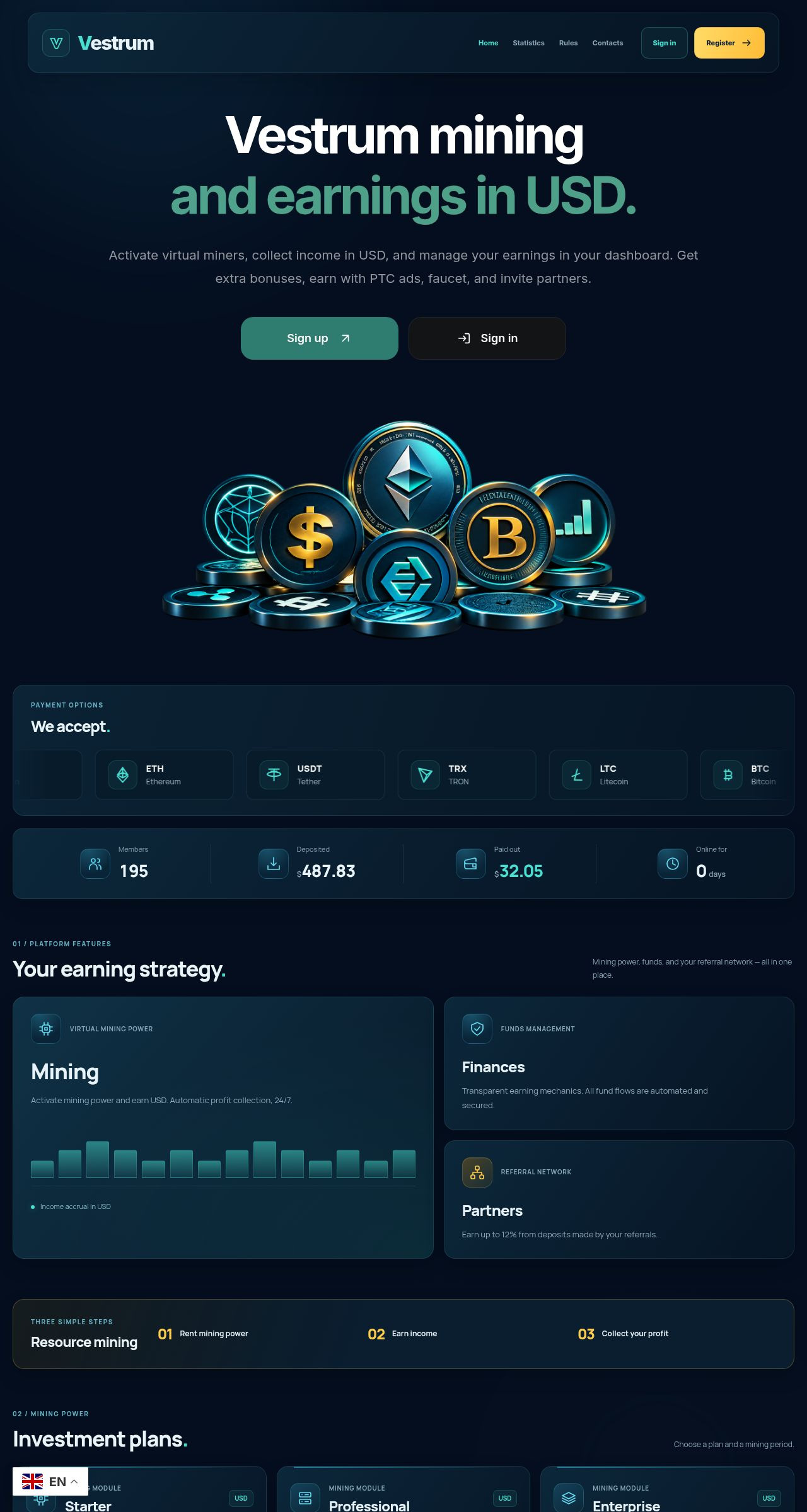 Gaming HYIP project Vestrum