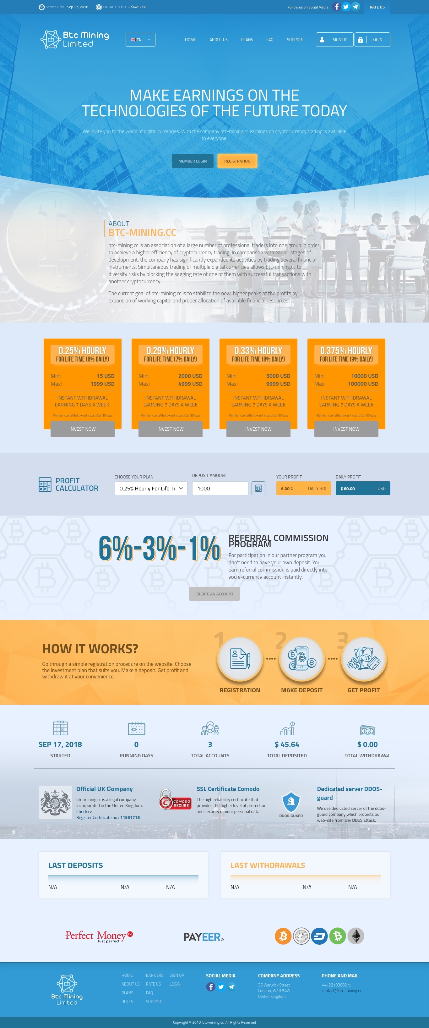 HYIP game Btc Mining Limited