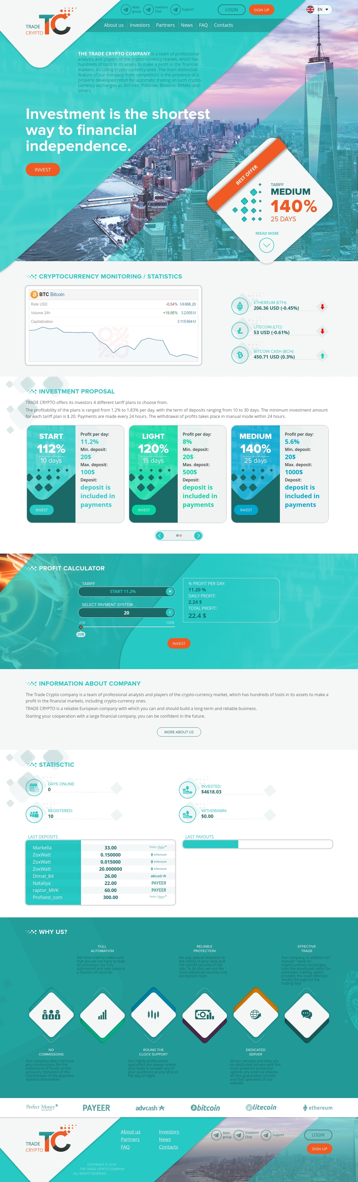 HYIP project Trade-crypto