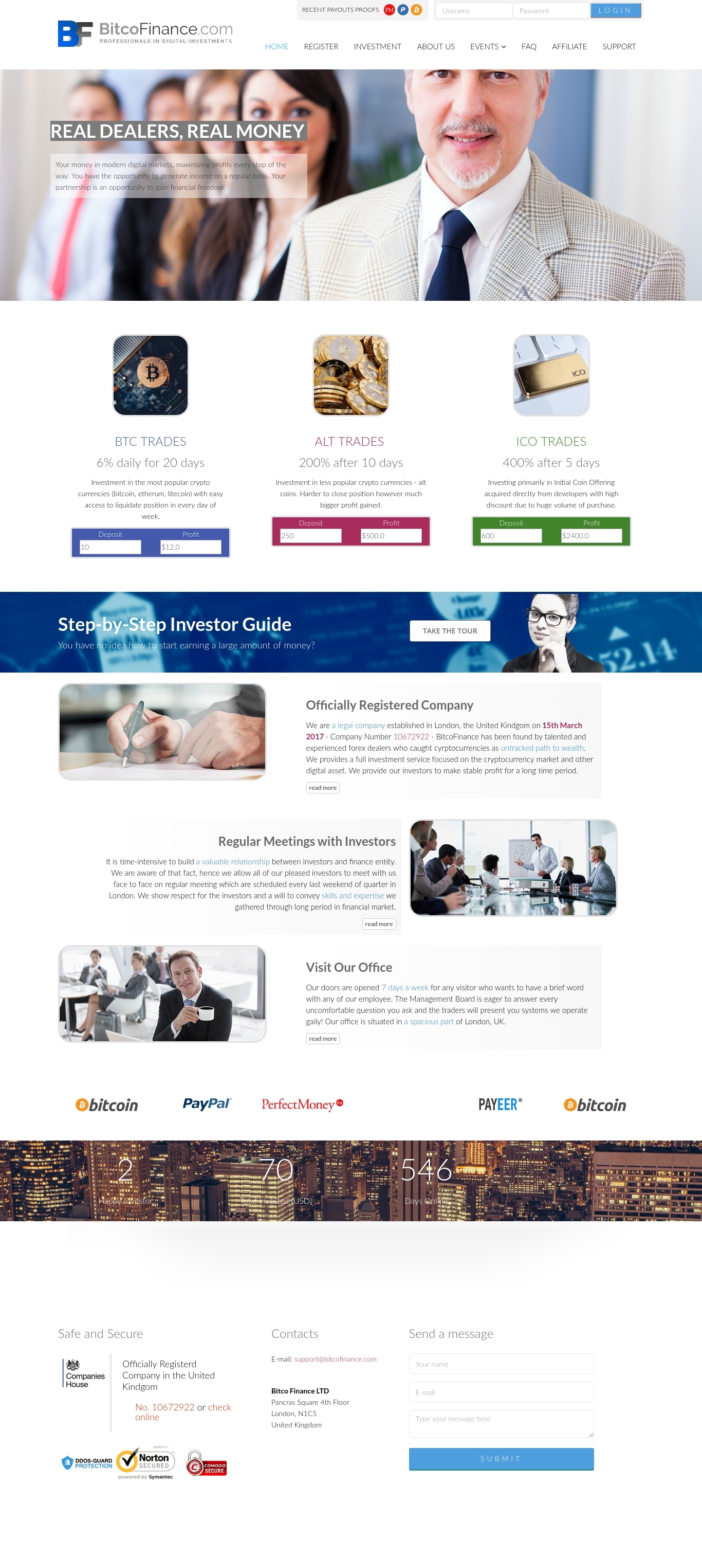 Gaming HYIP project BitcoFinance LTD